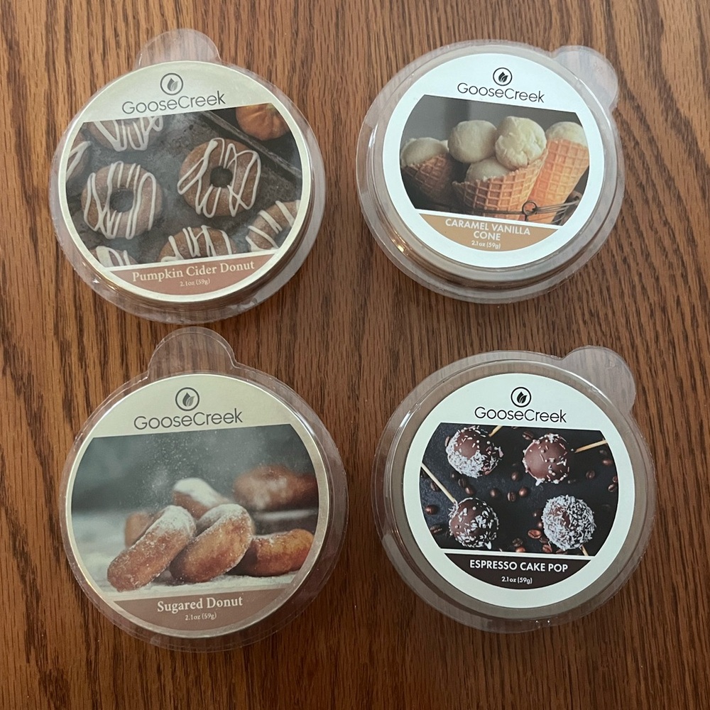 4 GooseCreek wax melts in bakery scents.